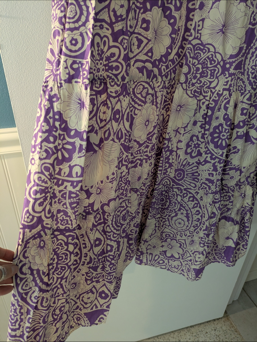 Umgee Purple and Cream Printed Midi Dress - Picture 4 of 14